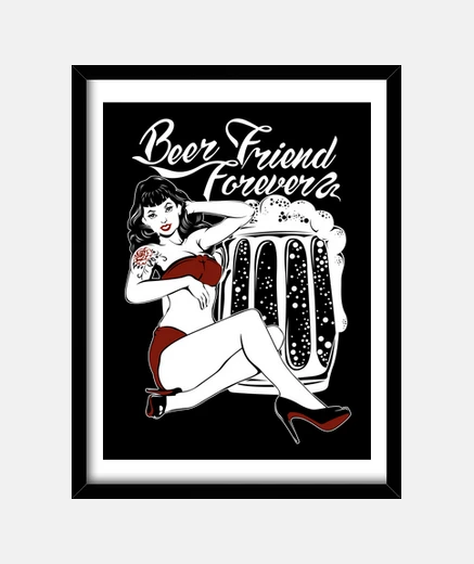 Cadre photo sexy pin up girl rockabilly bière ami pour toujours brewers beer