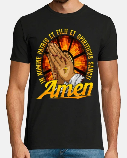 Tee-shirt phrase latin sainte trinité amen bible jésus chrétien religion