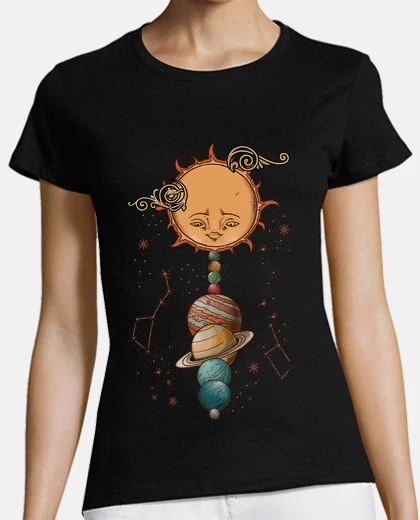 T-shirt pianeti del sistema solare vintage astronauta via lattea