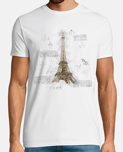 T-shirt piani di costruzione della torre eiffel di vinci studente di accuse