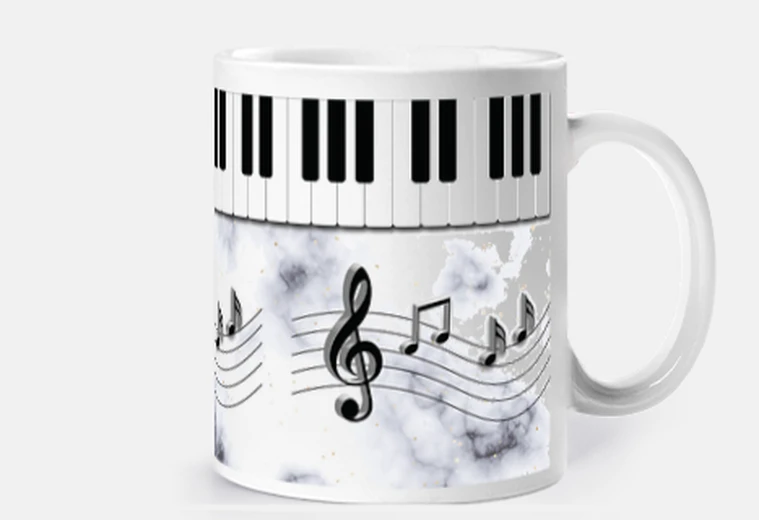 Mug piano partitions conservatoire musique tasse café thé croissants infusion tisane 
