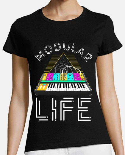 Tee-shirt piano synthétiseur vie modulaire pop musique techno néon