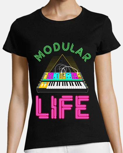 Tee-shirt piano synthétiseur vie modulaire pop musique techno néon