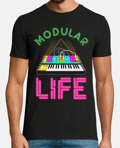 Tee-shirt piano synthétiseur vie modulaire pop musique techno néon