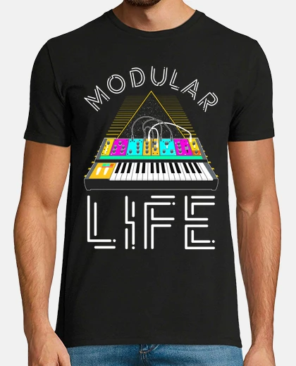 Tee-shirt piano synthétiseur vie modulaire pop musique techno néon