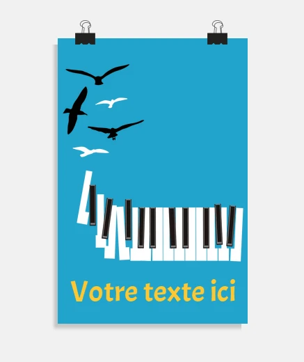 Poster piano touches envole d oiseaux poster poetique studio salon magasin boutique atelier affiche 