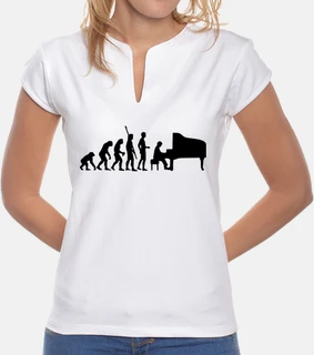 piano evolution negro camiseta mujer blanca
