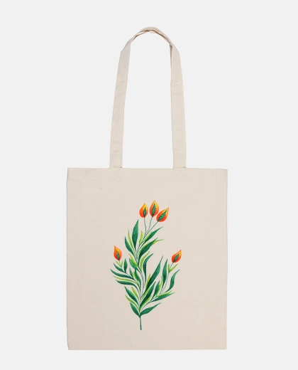 Borsa pianta verde con boccioli arancioni