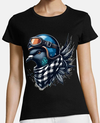 T-shirt piccione motociclista divertente nel ca