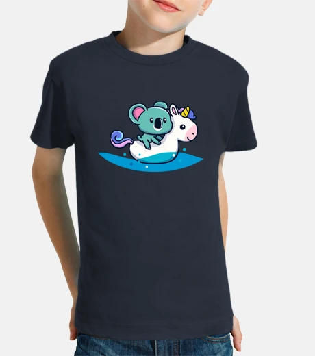 Abbigliamento piccolo koala sulla sua boa di unicorno