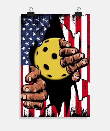 Poster pickleball american flag pickleballer
