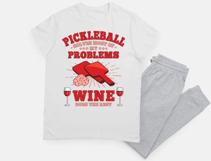 Pyjama pickleball and wine wine lover