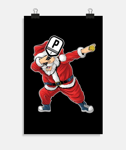Poster pickleball santa claus santa claus