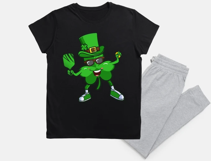 Pyjama pickleball shamrock st patricks day