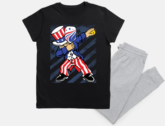 Pajama pickleball uncle sam american flag