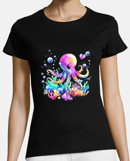 Tee-shirt pieuvre couleur flash