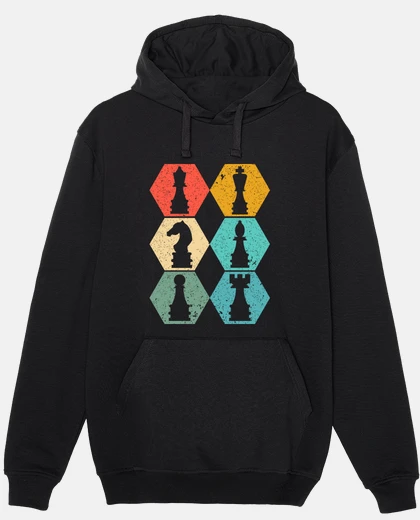 Sudadera piezas de ajedrez retro antiguas