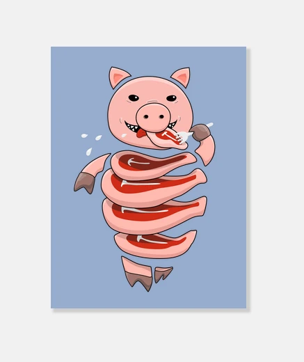Tableau pig cannibal gloutonne