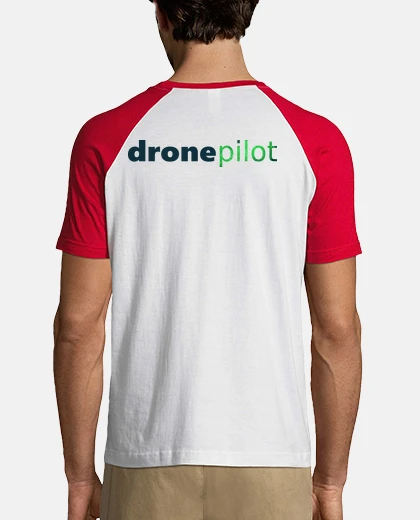 T-shirt pilota di droni. davanti e dietro. lettere scure