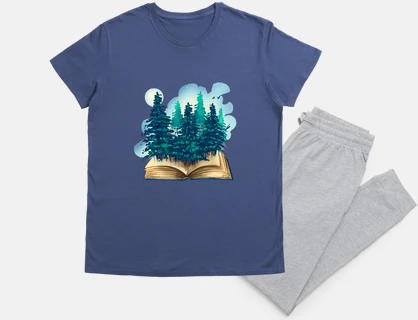 pine forest on a book, reading, nightie