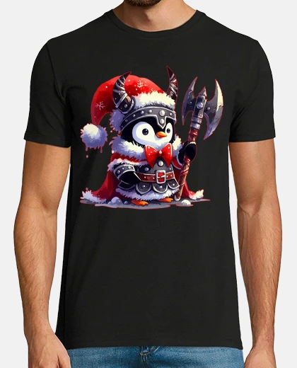 Tee-shirt pingouin de Noël viking kawaii