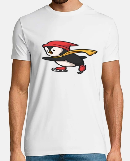 Tee-shirt pingouin sur des patins à glace