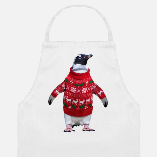 Delantal pingüino, feo suéter navidad frío, cocina, nitrógeno, camarero ...