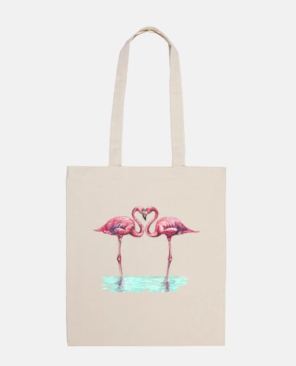 Bag pink flamingoes in love