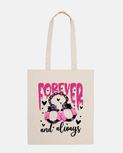 Bag pink handcuffs forever humor student bag diary shopping tote