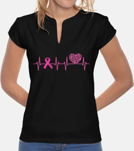 T-shirt pink october breast cancer heartbeat