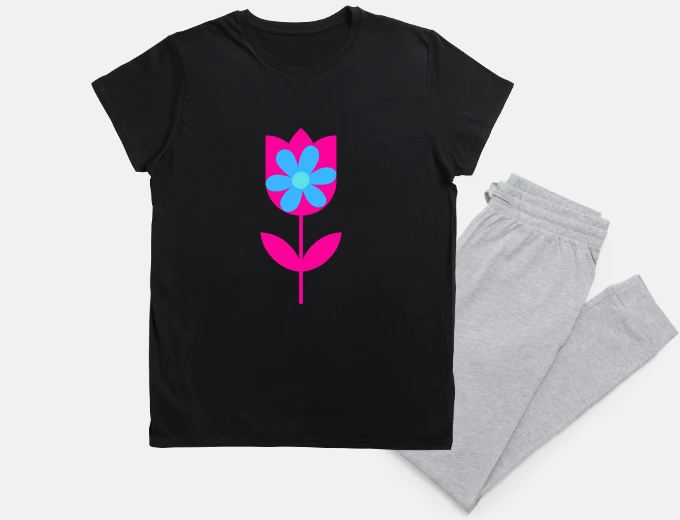 Pajama pink tulip and flower