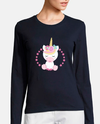 T-shirt pink unicorn long manga t shirt