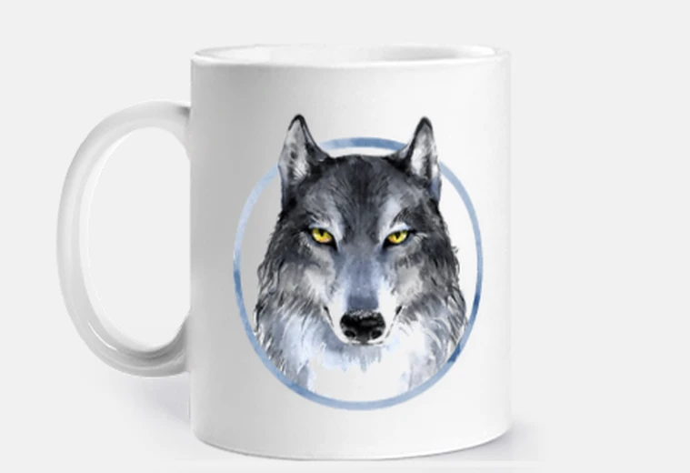 Taza pintura de cabeza de lobo