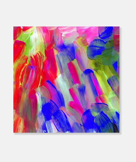 Lienzo pintura moderna de abstracción rosa brillante, expresión vital