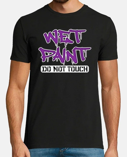 Camiseta Pintura mojada no tocar gracioso introv