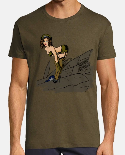 T-shirt pinup p-51d mustang