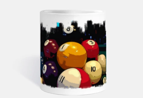 pirámide de bolas de billar taza