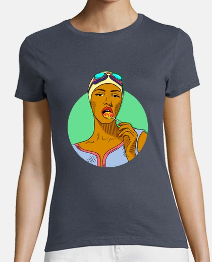 Playera Piruleta - Mujer, manga corta, gris oscuro, calidad premium