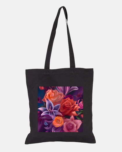 Borsa pittura impressionista di rose e gigli
