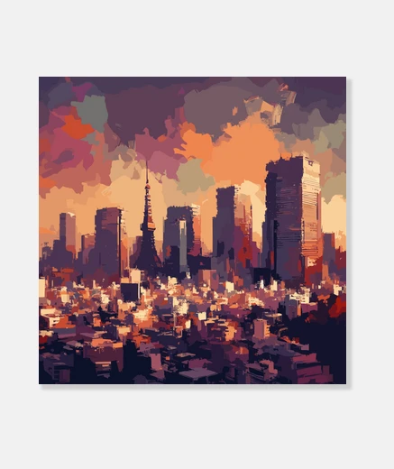 Stampa pittura impressionista di tokyo giappon