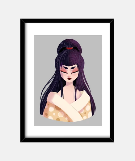 Quadro pittura ragazza japanese