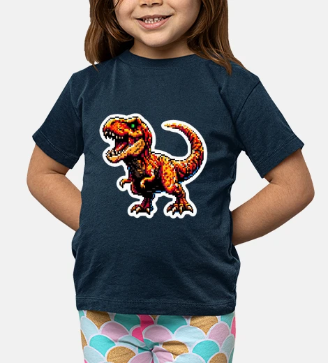 Kids pixel trex retro 8bit gamer dinosaur