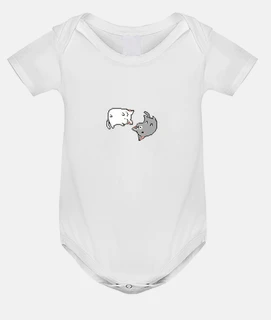 pixel cat baby bodysuit, white