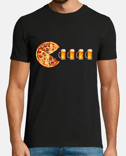 Tee-shirt pizza bière comecocos cadeau gamer jeux vidéo geek