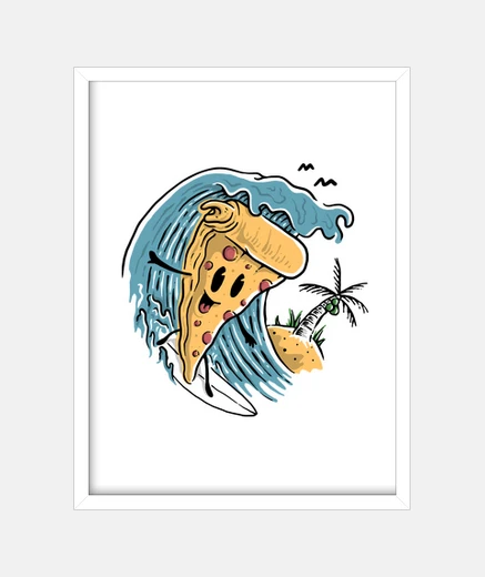 Cuadro pizza surfeando