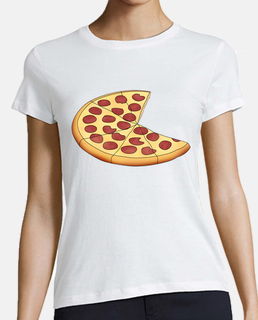 pizza - woman, short sleeve, white, premium quality