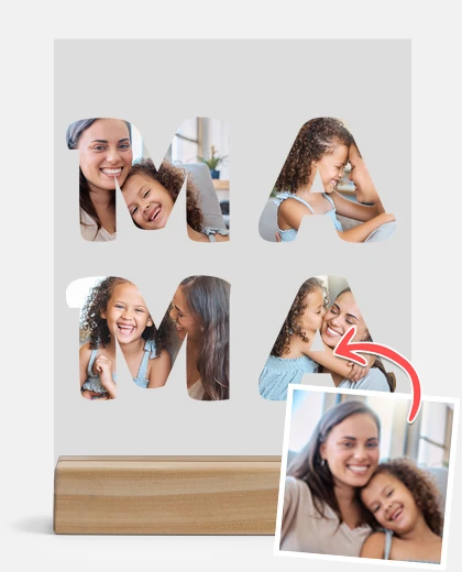 Metacrilato placa personalizada letras mamá