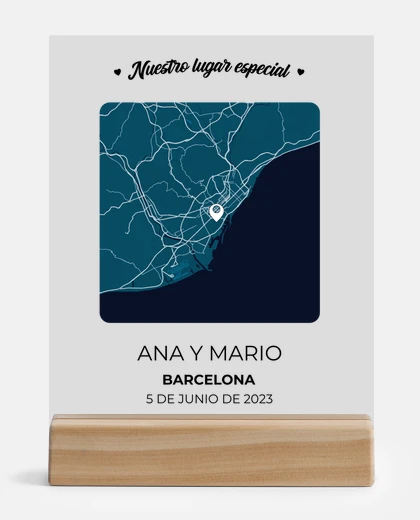Metacrilato placa personalizada mapa nuestro lugar especial
