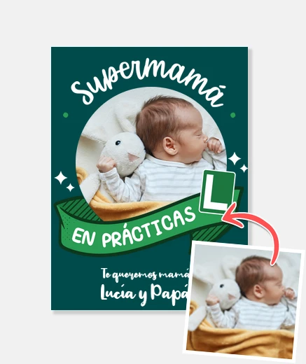 Placa Supermamá en prácticas foto personaliza