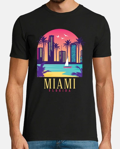 Tee-shirt plage de miami soleil palmiers plage d3